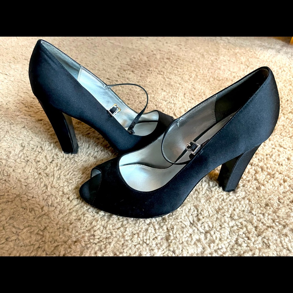 Strappy peep toe heels